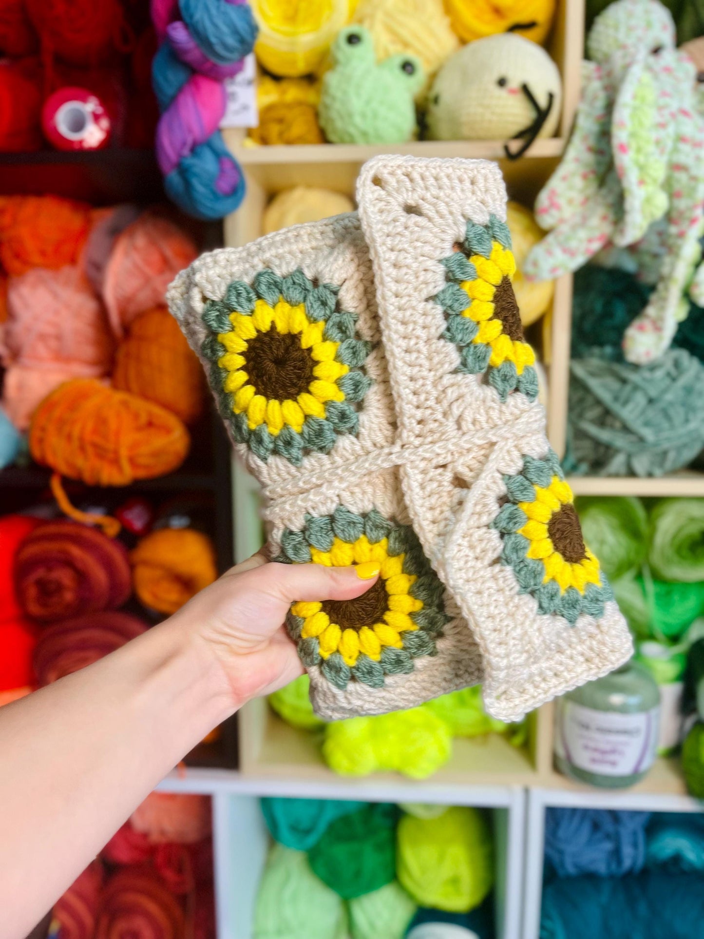 CUSTOM Made To Order Handmade Crochet Book Cover Granny Square Novel Sleeve
