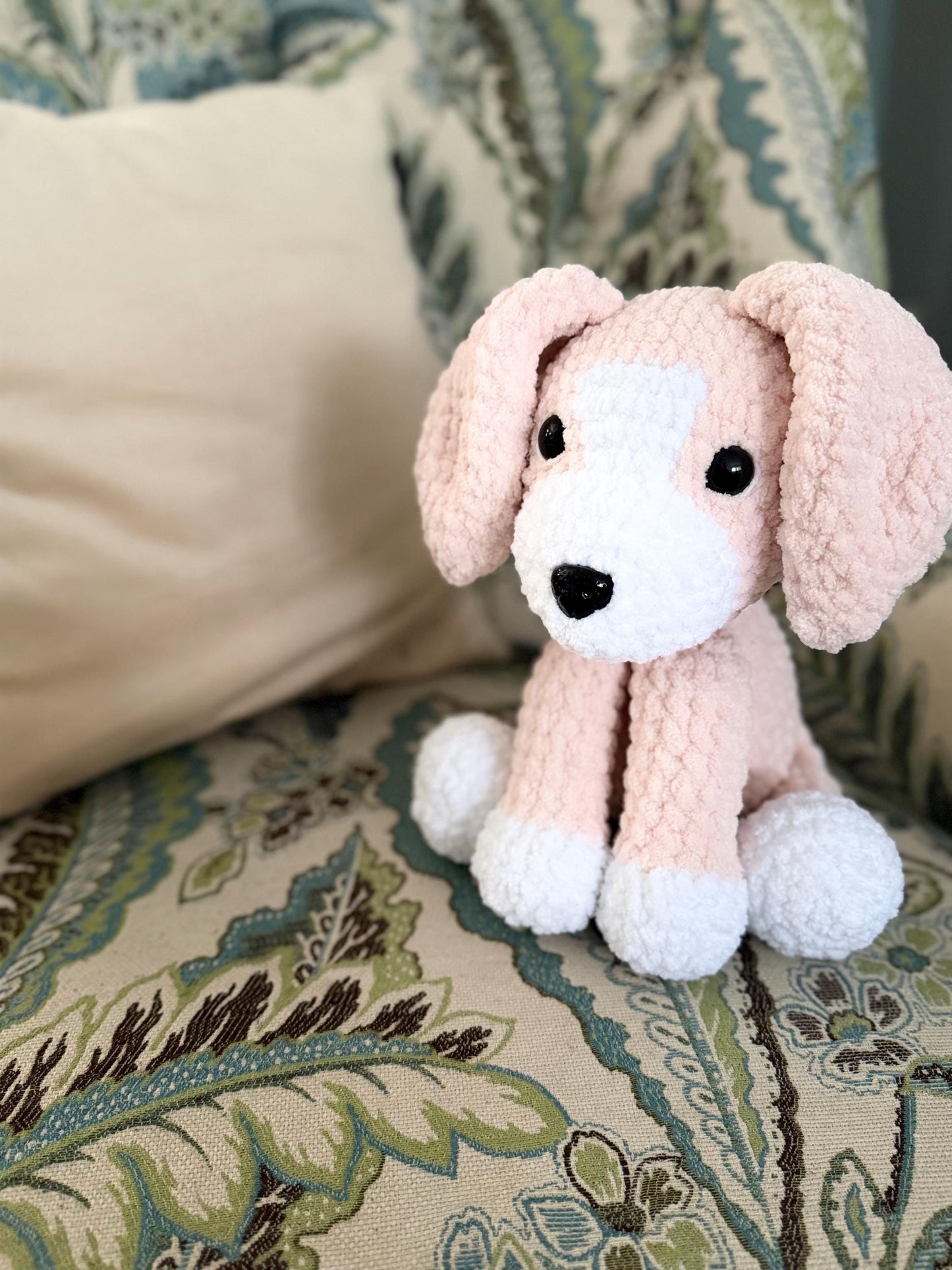 Handmade Crochet Puppy Dog Plushie with Safety Eyes