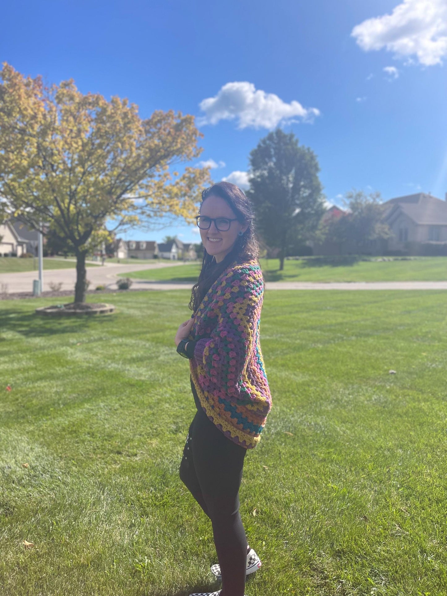 Handmade Crochet Cocoon Cardigan Granny Square Cozy Cardi
