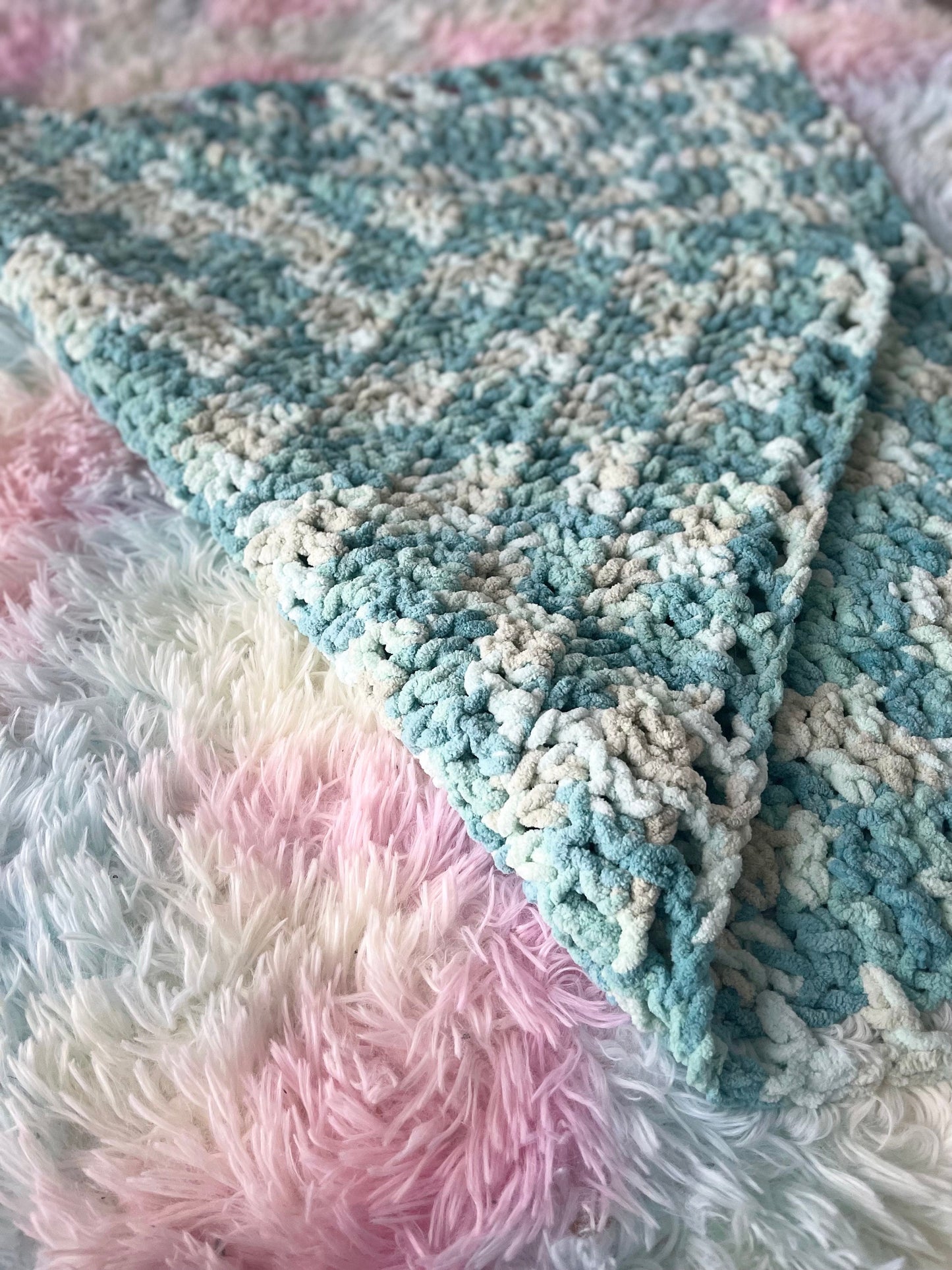 CUSTOM Sherpa Chenille Cozy Crochet Baby Blanket