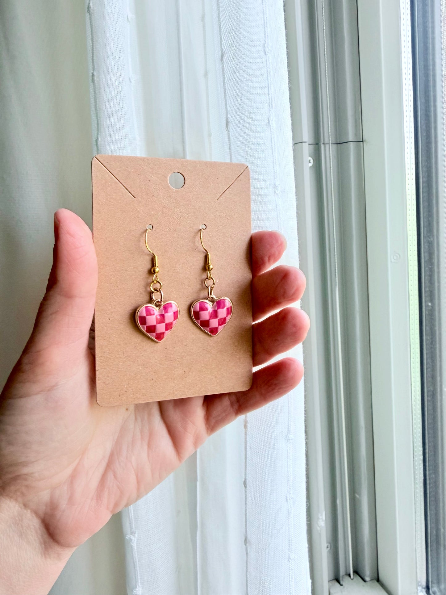 Checkered Print Dangle Earrings | Modern | Dangle Emo | Checkered Earrings