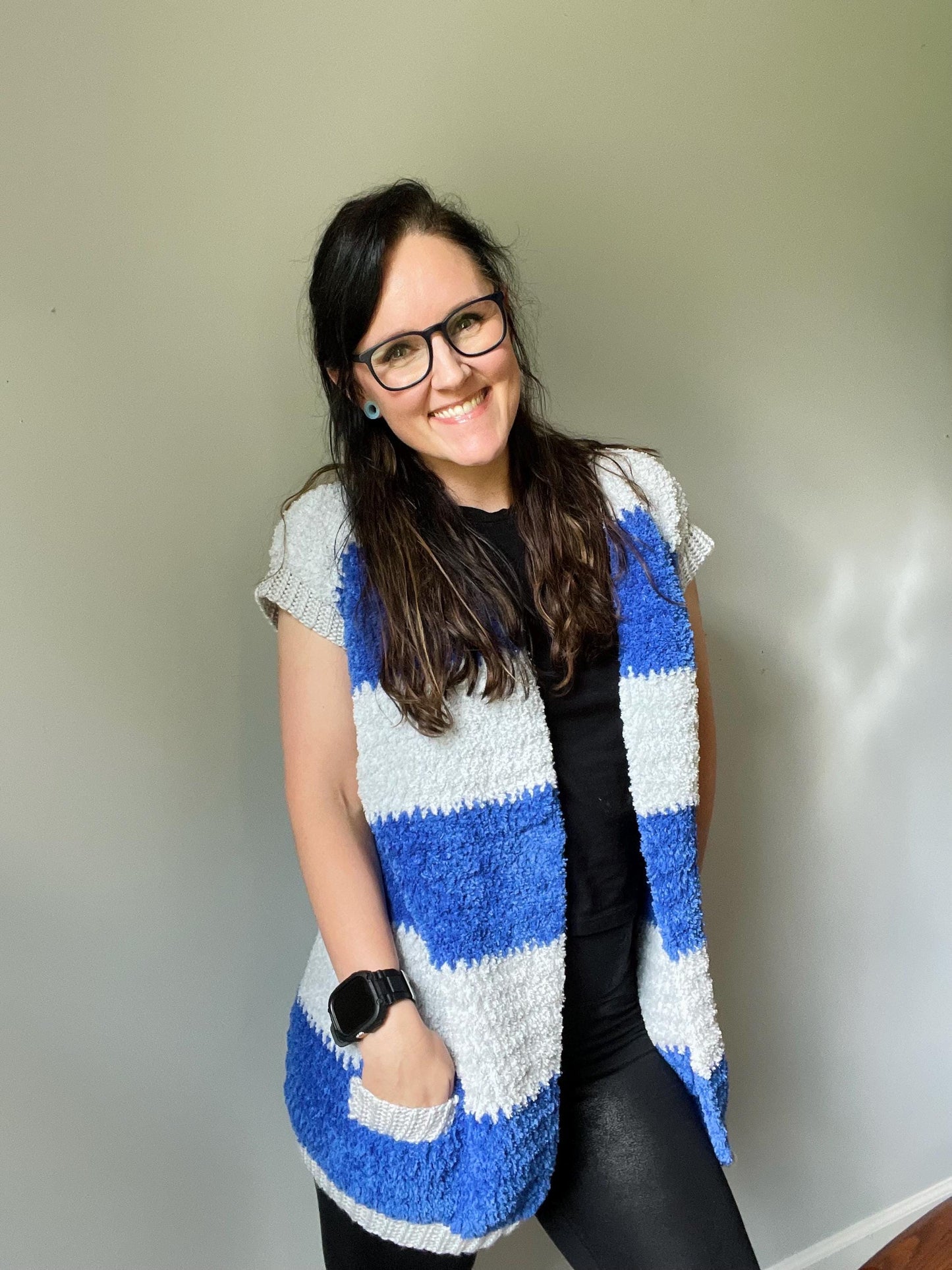 CUSTOM MADE TO ORDER Handmade Crochet Fluffy Vest with Pockets