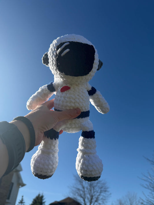 Handmade Crochet Astronaut Plushie with Removable Backpack—Ready to Ship