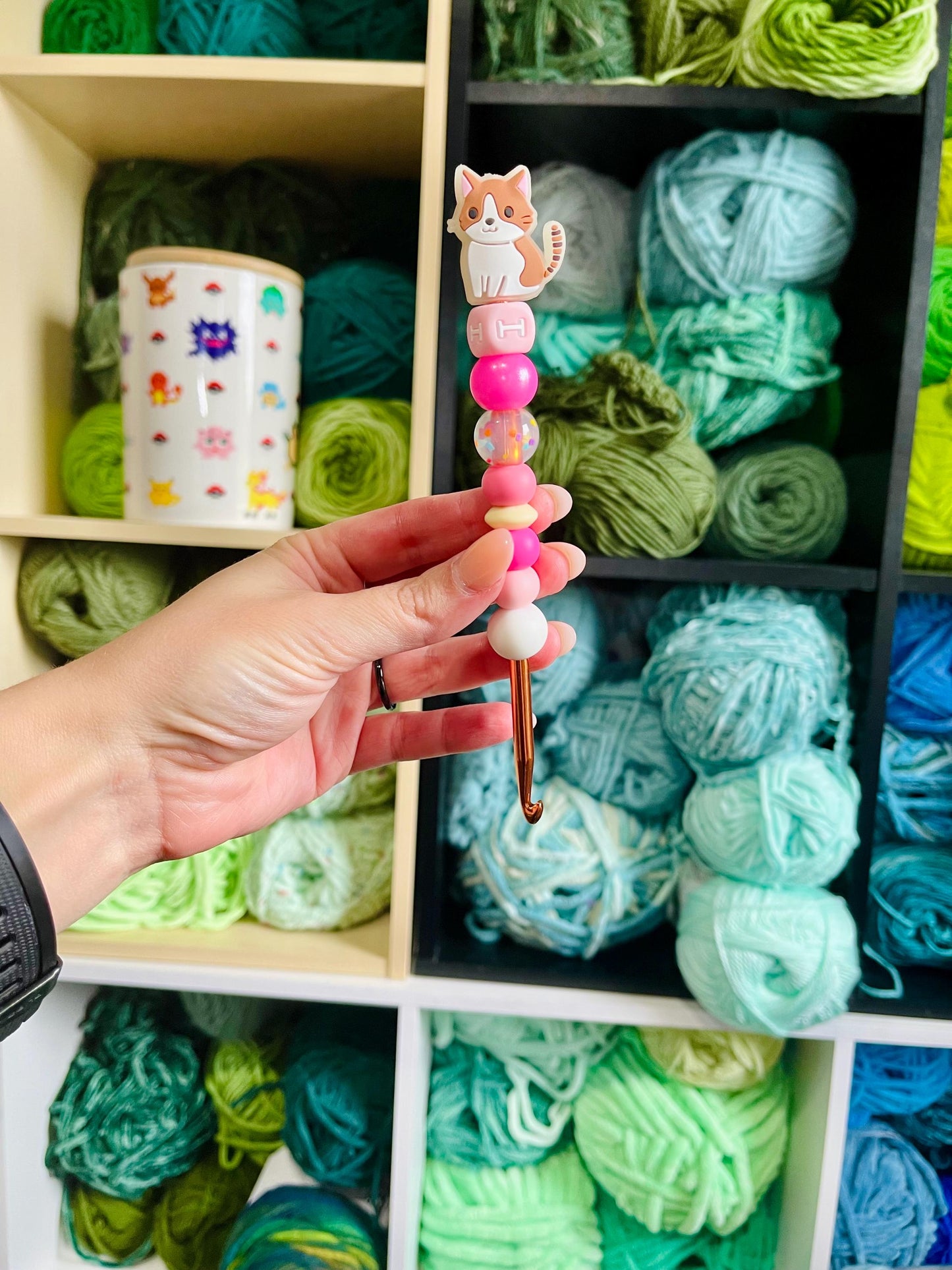CUSTOM Handmade Crochet Kitty Cat Crochet Hook