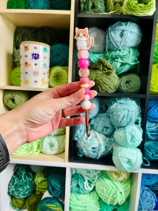 CUSTOM Handmade Crochet Kitty Cat Crochet Hook