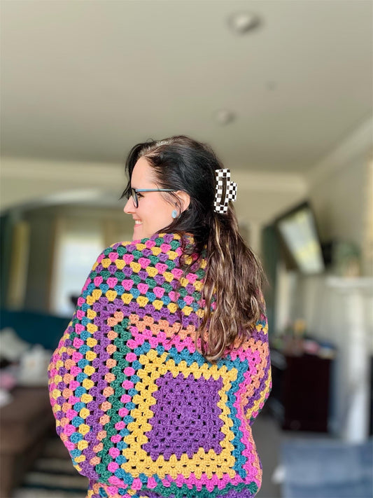 Handmade Crochet Cocoon Cardigan Granny Square Cozy Cardi