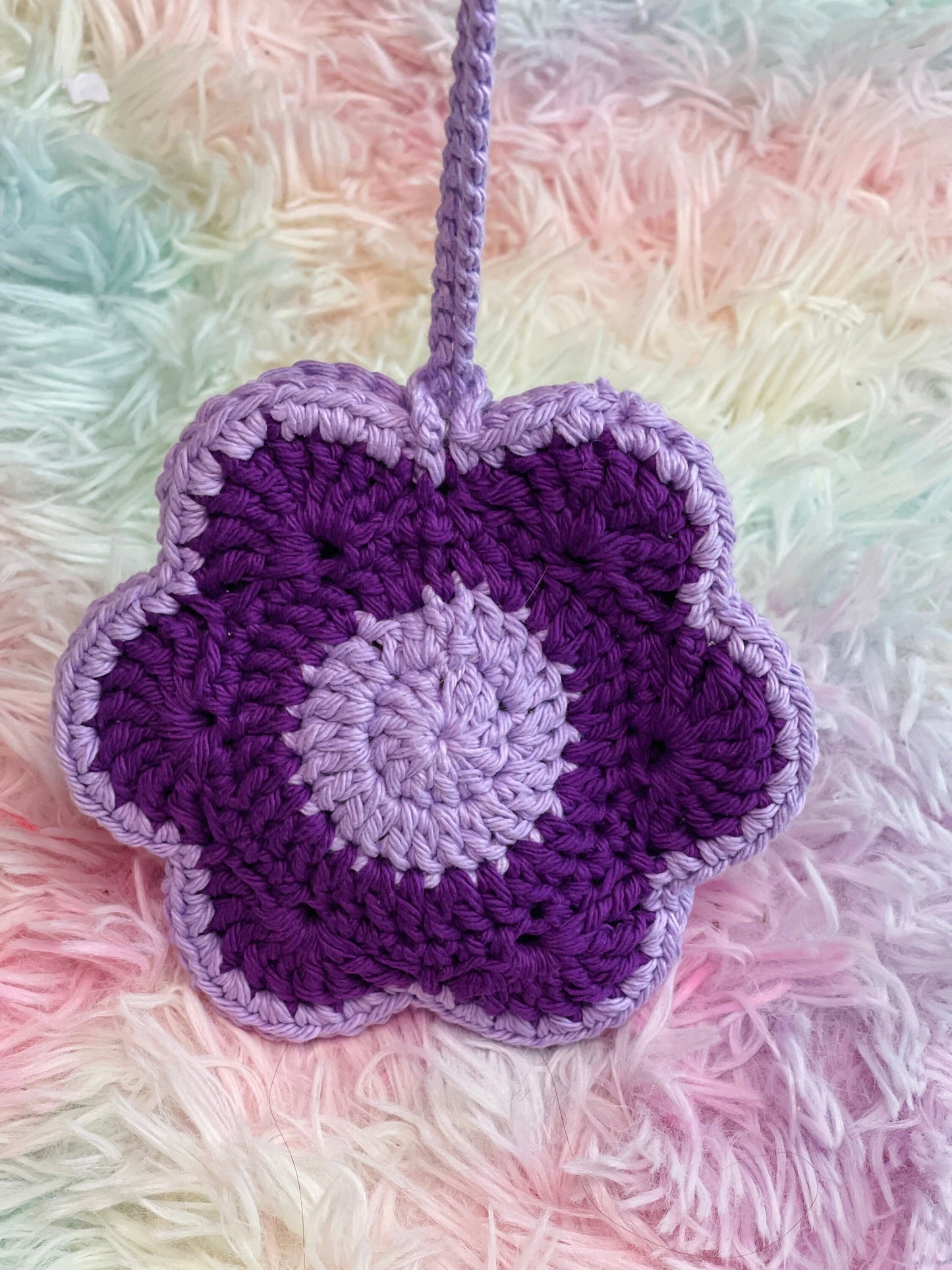 CUSTOM Crochet Flower Bag Purple Lavender Bag Handmade Small