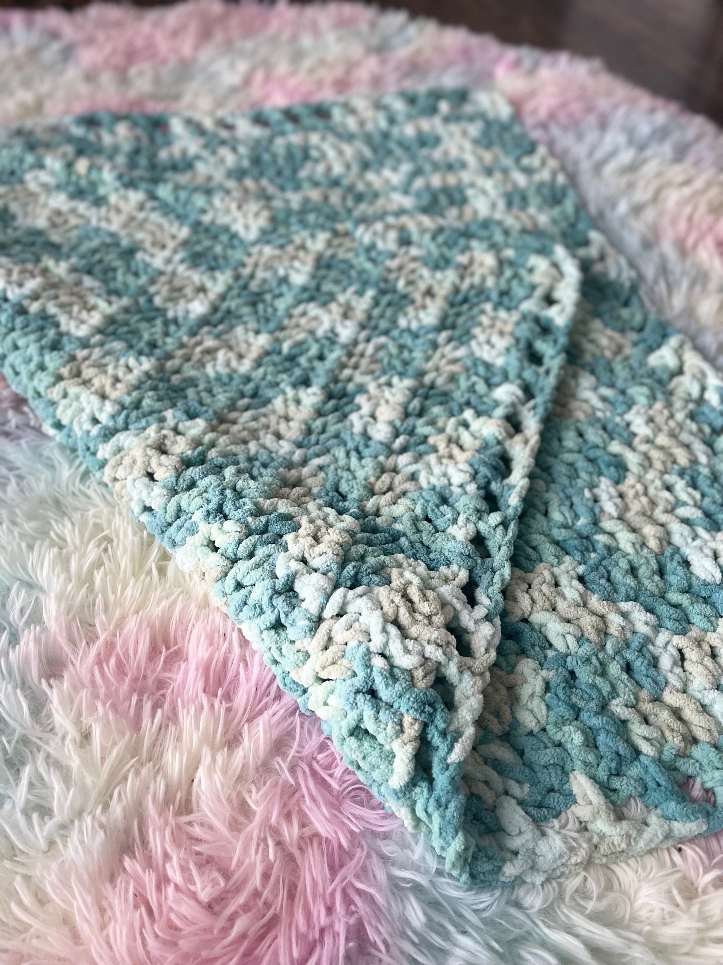 CUSTOM Sherpa Chenille Cozy Crochet Baby Blanket