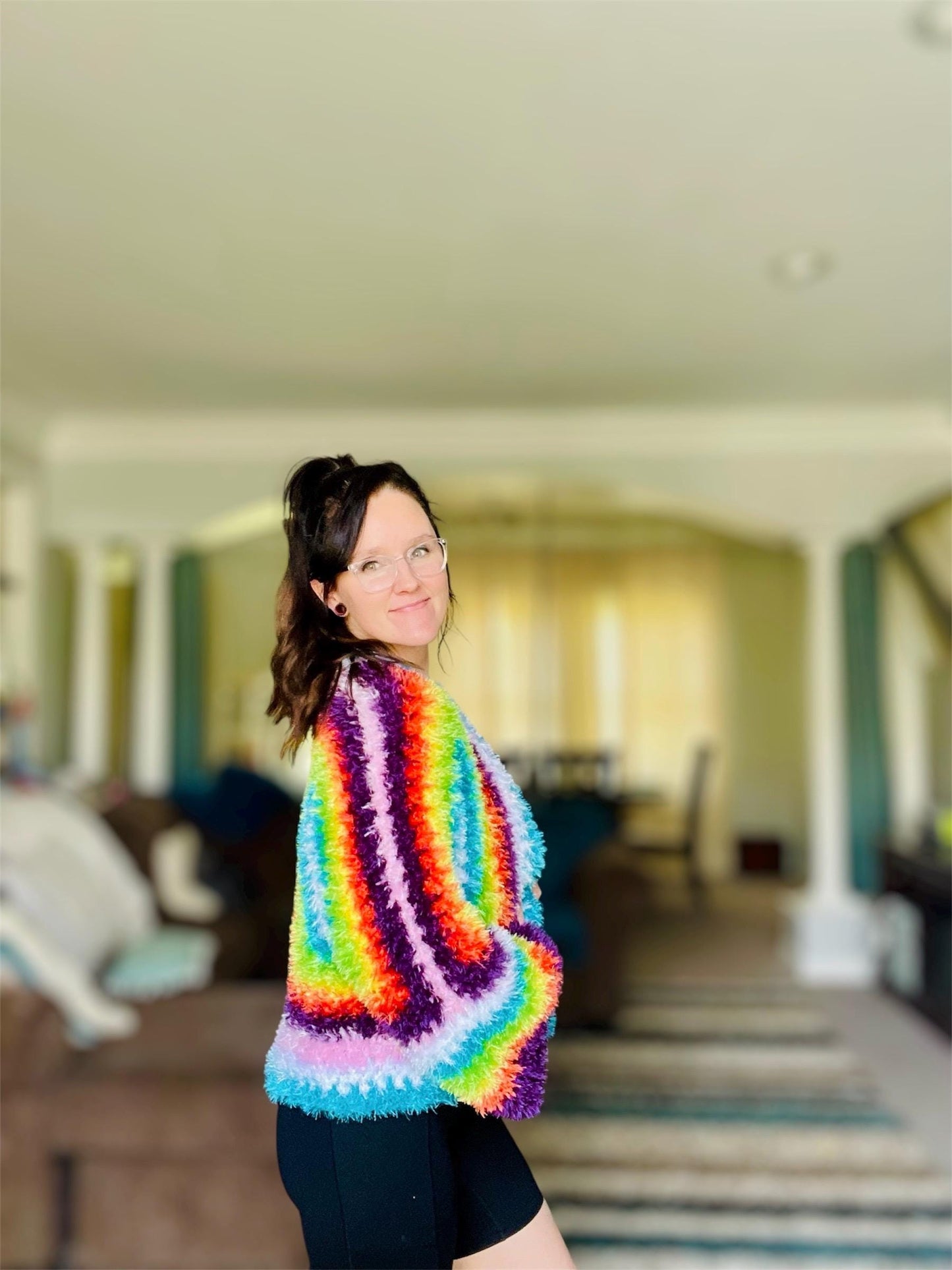 CUSTOM MADE TO ORDER Eyelash Yarn Crochet Cardigan: Custom Cozy Cardigan