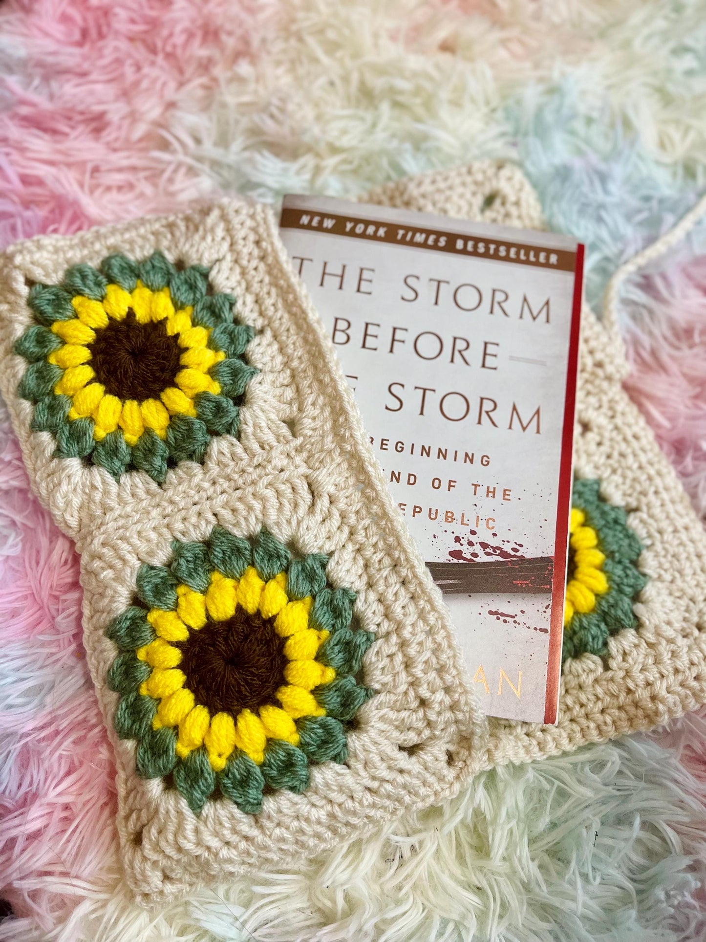 CUSTOM Made To Order Handmade Crochet Book Cover Granny Square Novel Sleeve