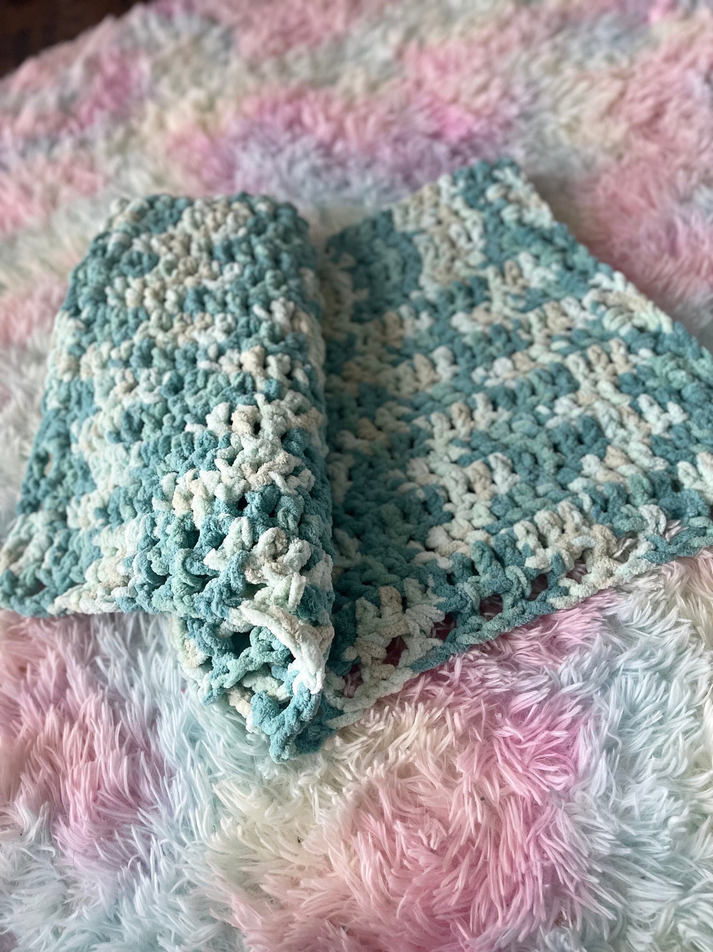 CUSTOM Sherpa Chenille Cozy Crochet Baby Blanket
