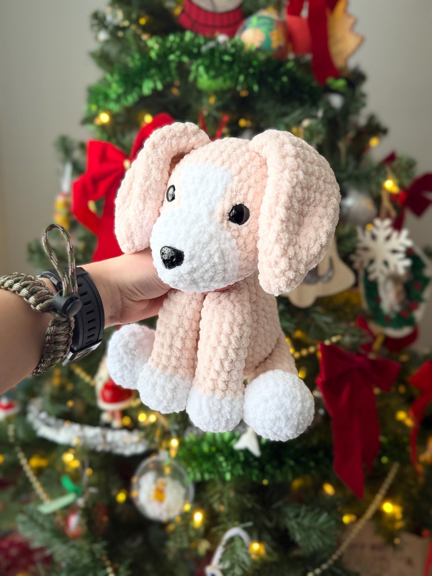 Handmade Crochet Puppy Dog Plushie with Safety Eyes