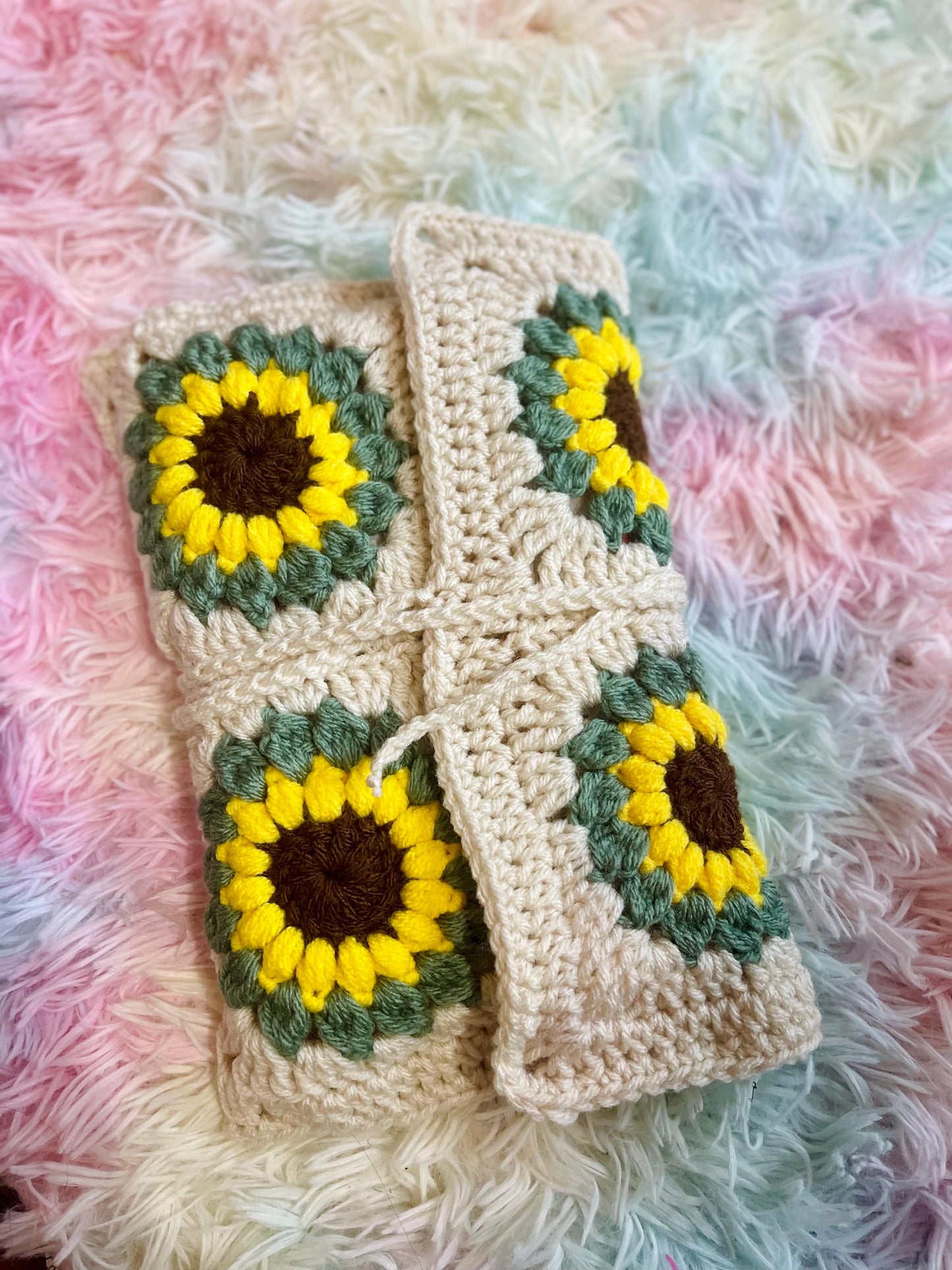 CUSTOM Made To Order Handmade Crochet Book Cover Granny Square Novel Sleeve