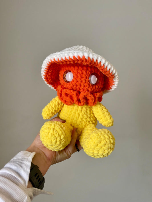 Miles the Mushroom Amigurumi Candy Corn Stuffed Animal Handmade Crochet Stuffy