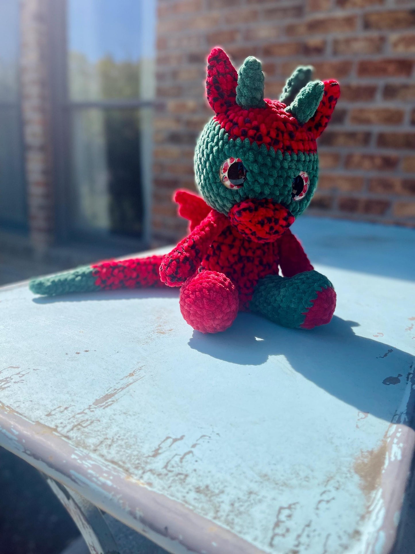 CUSTOM Made To Order Handmade Crochet Watermelon Dragon Plushie Amigurumi Stuffed Animal