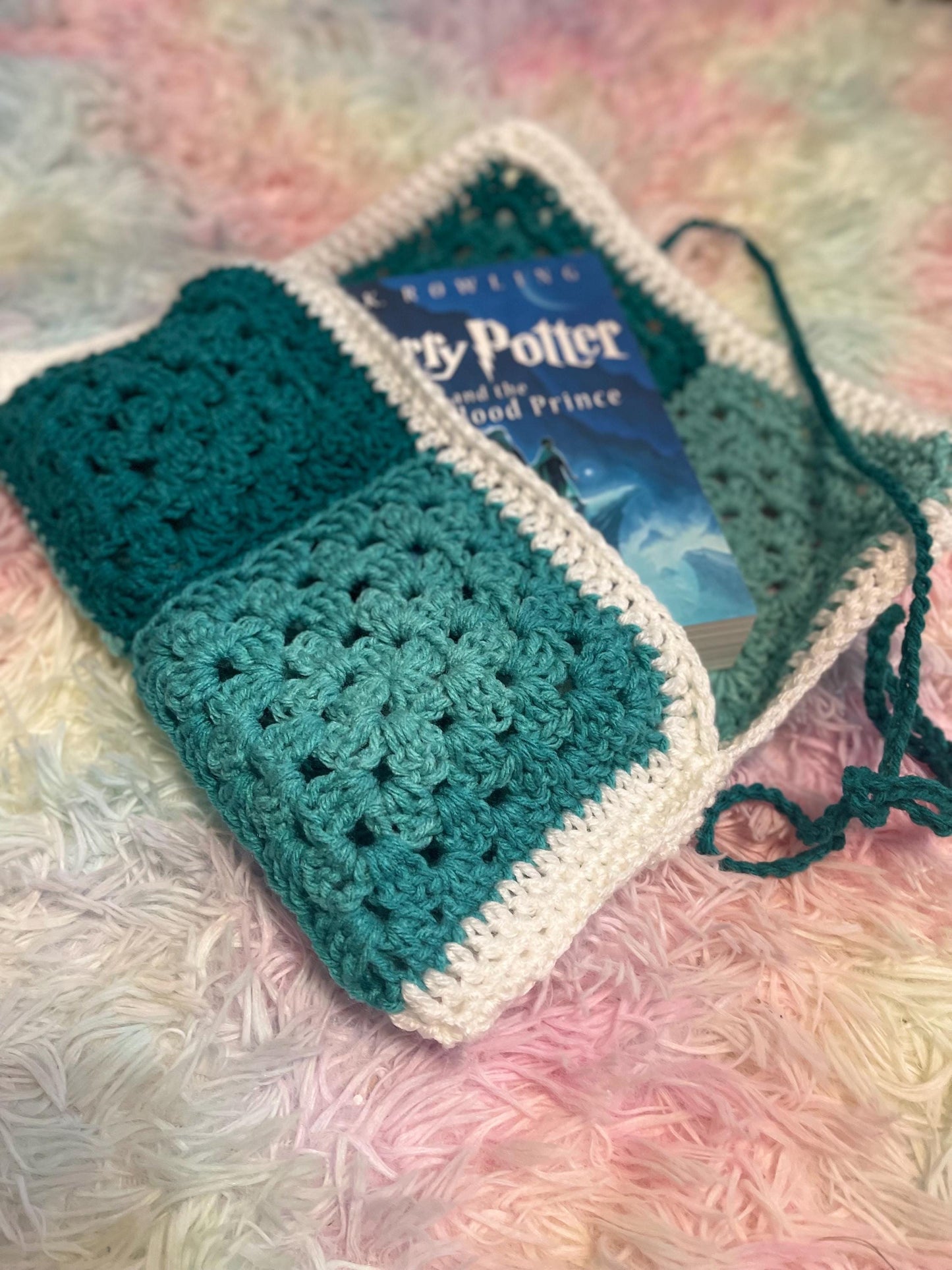 CUSTOM Made To Order Handmade Crochet Book Cover Granny Square Novel Sleeve