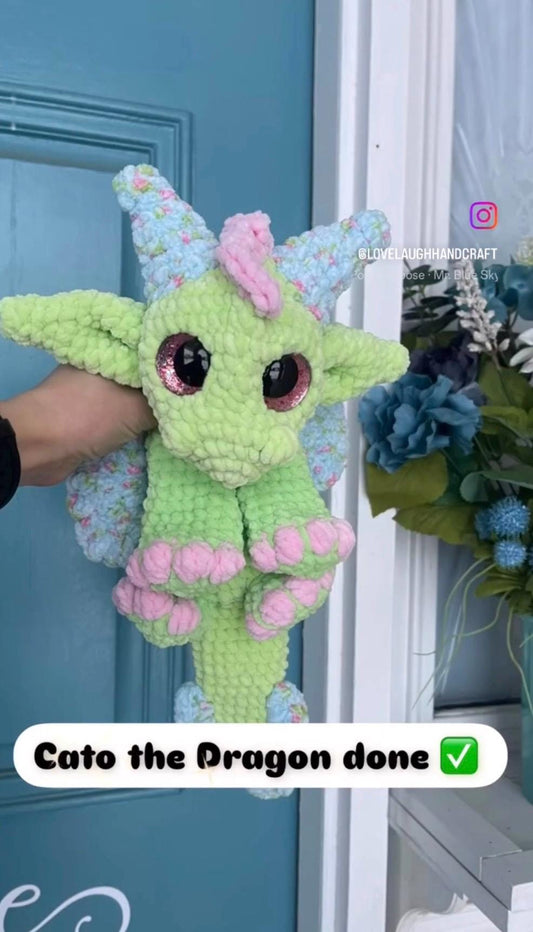 Handmade Crochet Dragon Floral Snuggler Plushie