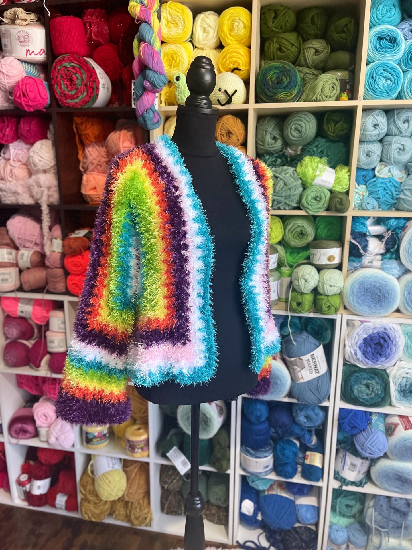 CUSTOM MADE TO ORDER Eyelash Yarn Crochet Cardigan: Custom Cozy Cardigan