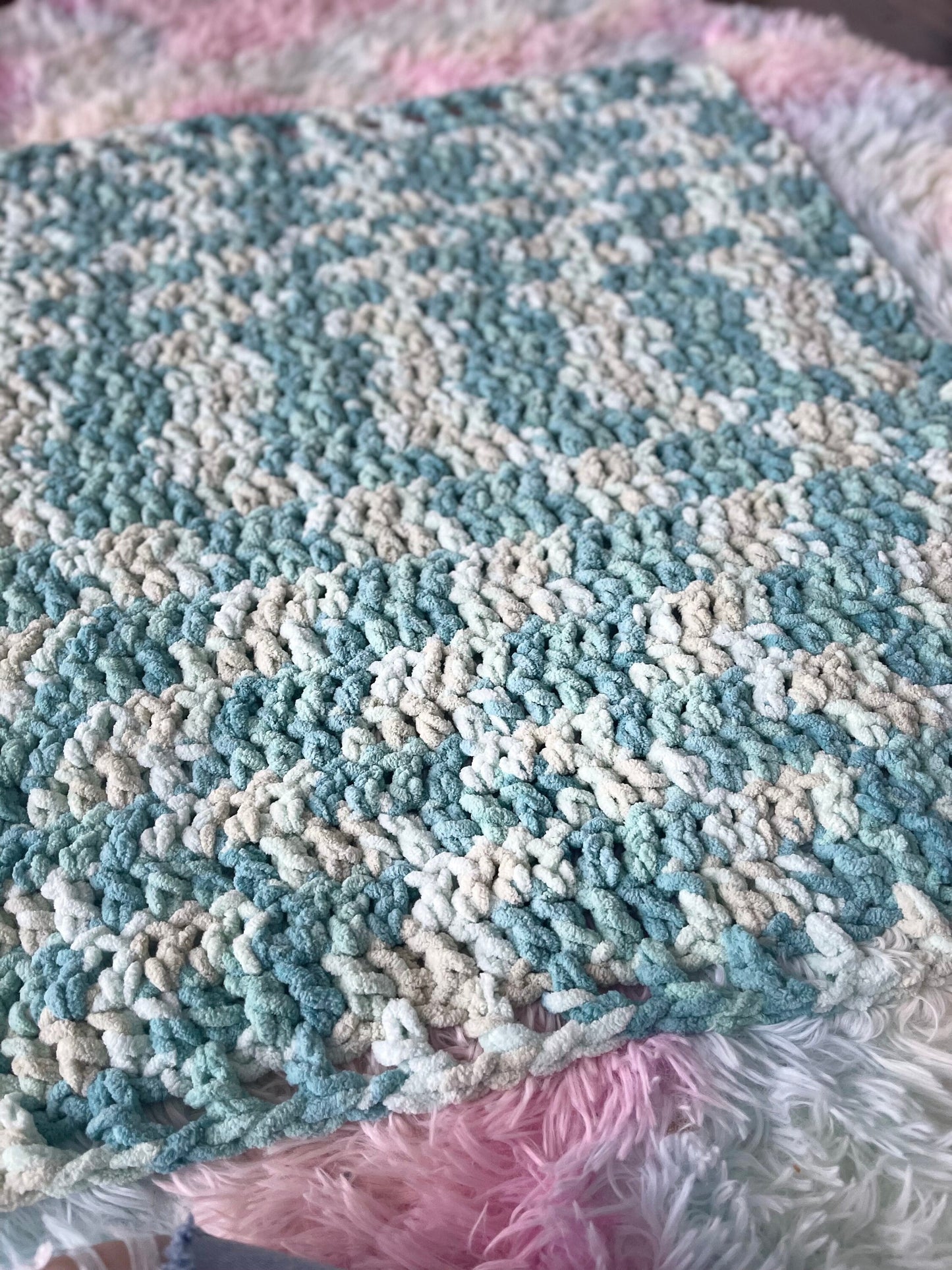 CUSTOM Sherpa Chenille Cozy Crochet Baby Blanket