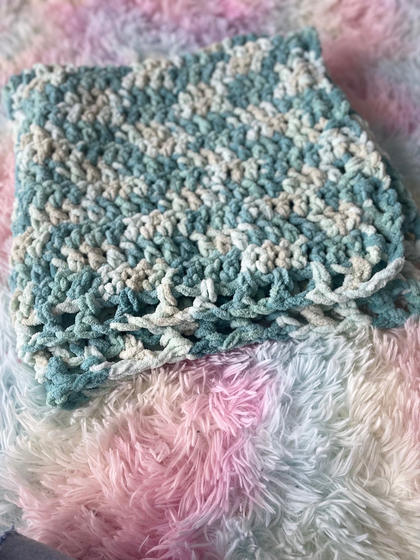 CUSTOM Sherpa Chenille Cozy Crochet Baby Blanket