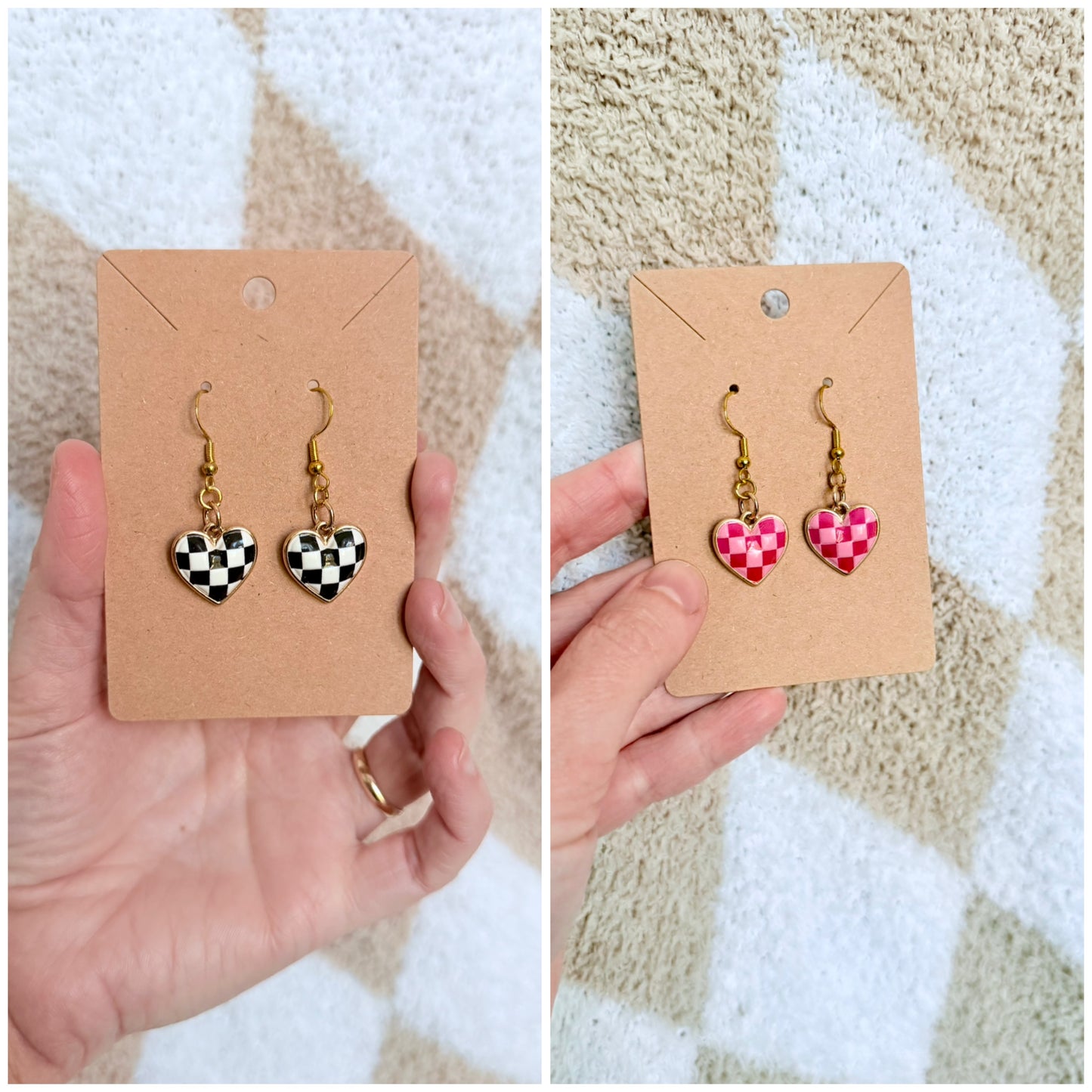 Checkered Print Dangle Earrings | Modern | Dangle Emo | Checkered Earrings