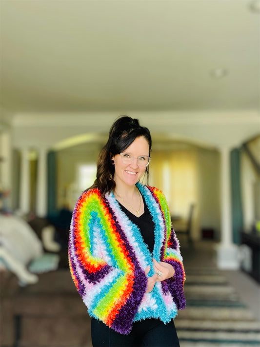 CUSTOM MADE TO ORDER Eyelash Yarn Crochet Cardigan: Custom Cozy Cardigan