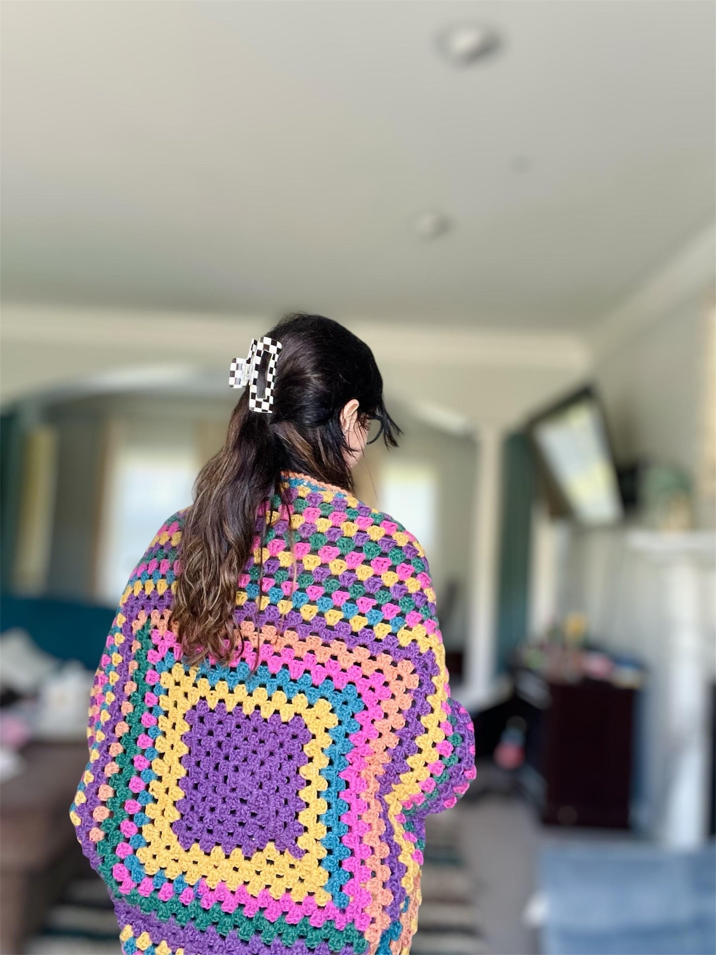 Handmade Crochet Cocoon Cardigan Granny Square Cozy Cardi