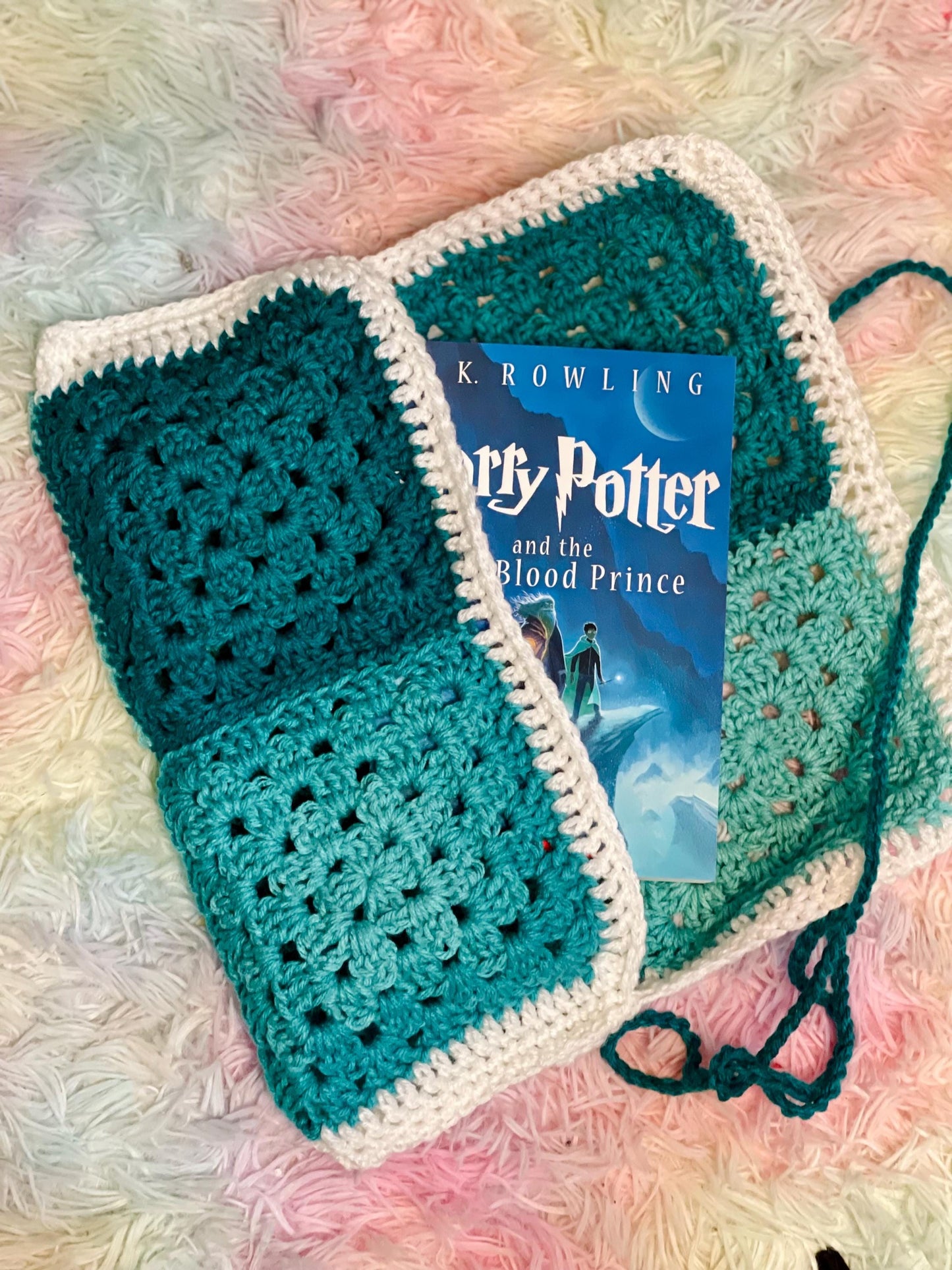 CUSTOM Made To Order Handmade Crochet Book Cover Granny Square Novel Sleeve