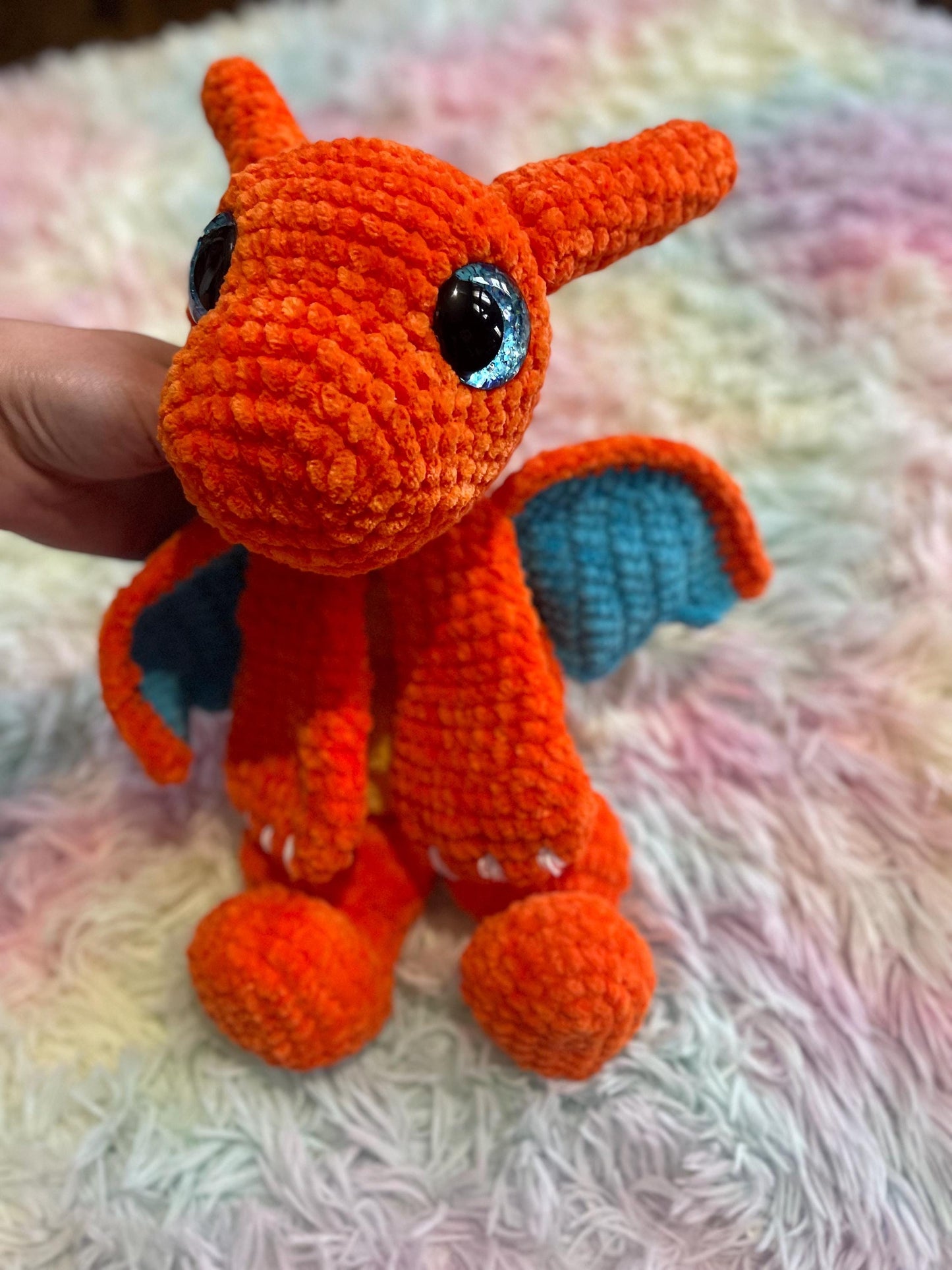 CUSTOM Handmade Crochet Pocket Monster Snuggler Blaze Char Char Amigurumi Plushie