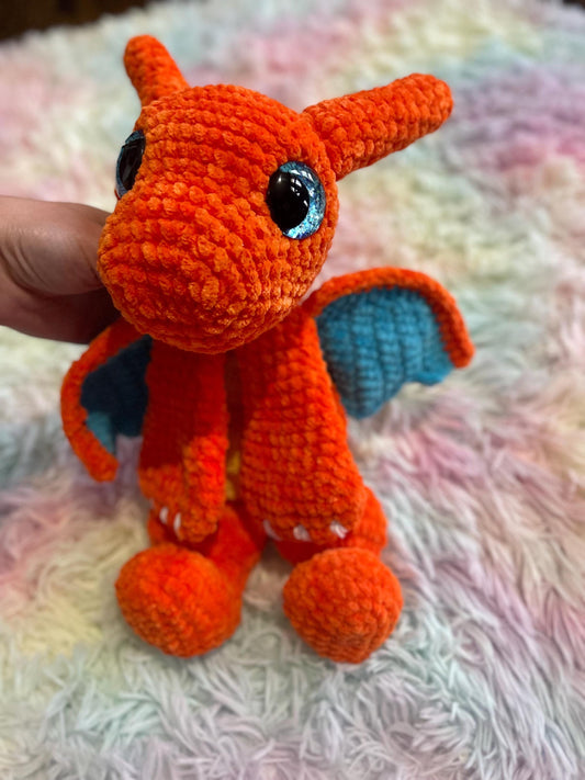 CUSTOM Handmade Crochet Pocket Monster Snuggler Blaze Char Char Amigurumi Plushie