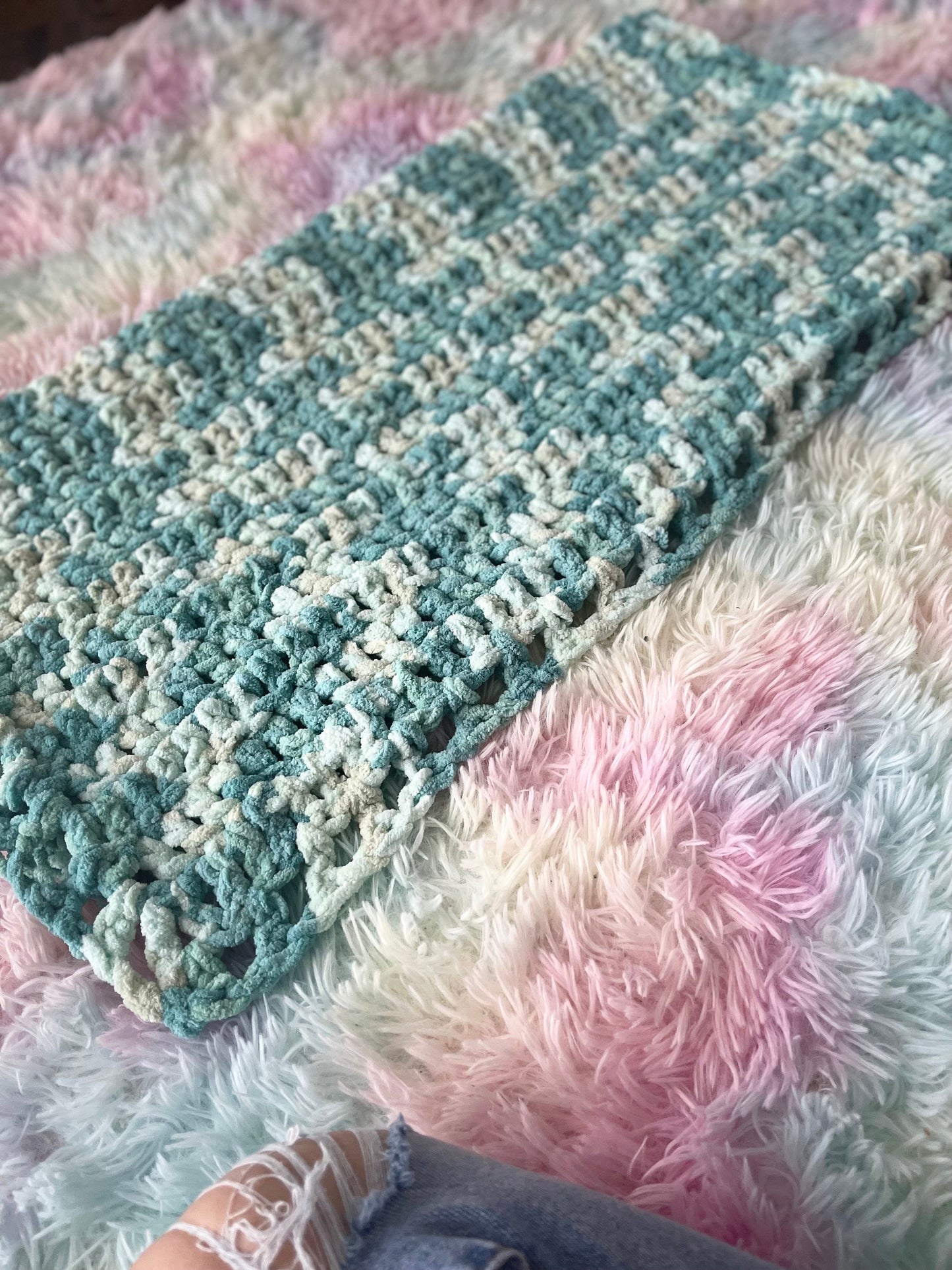 CUSTOM Sherpa Chenille Cozy Crochet Baby Blanket