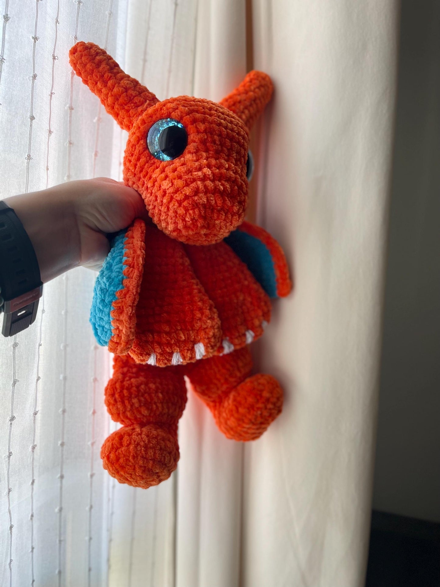 CUSTOM Handmade Crochet Pocket Monster Snuggler Blaze Char Char Amigurumi Plushie